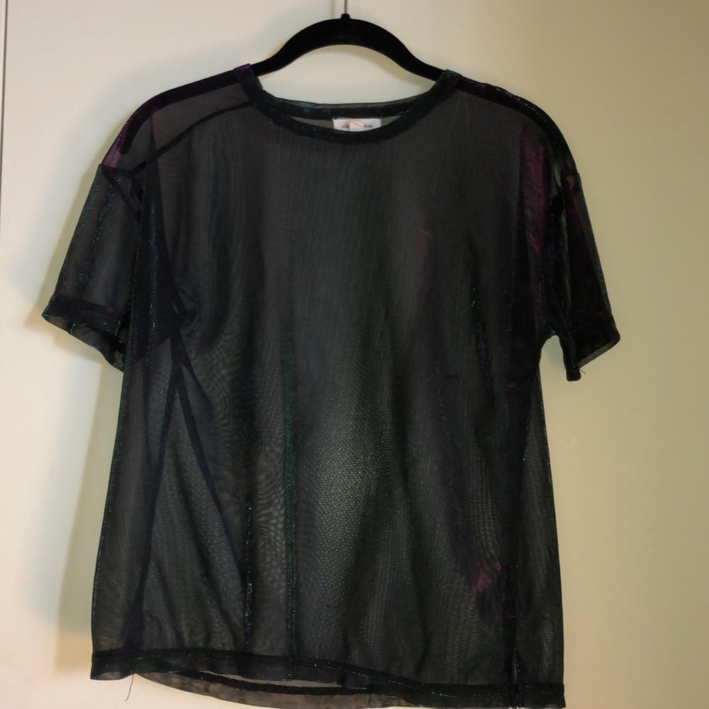 S iridescent sheer box tee